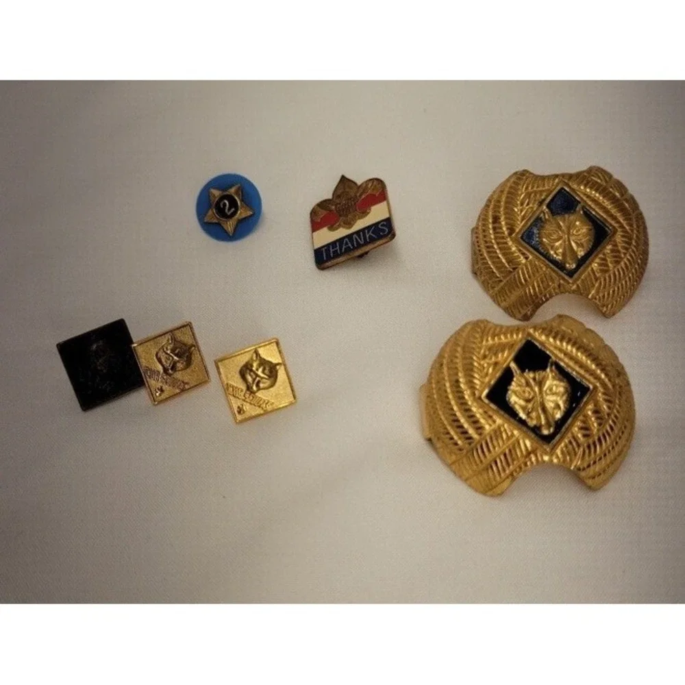 Vintage Boy Scouts Scarf‎ Slides and Pins Lot of 7